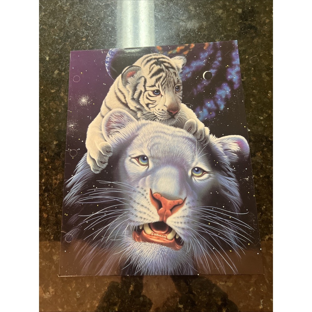 1999 Mead Schim Schimmel Art Impressions 2-Pocket Portfolio Folder White Tiger